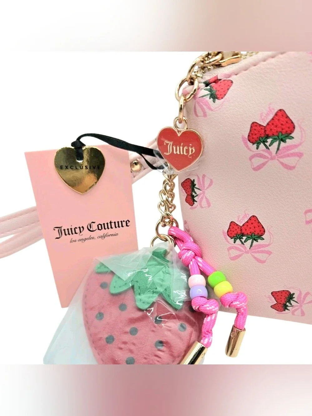 Juicy Couture Sweet Strawberry Triangle Gusset Pouch Wristlet